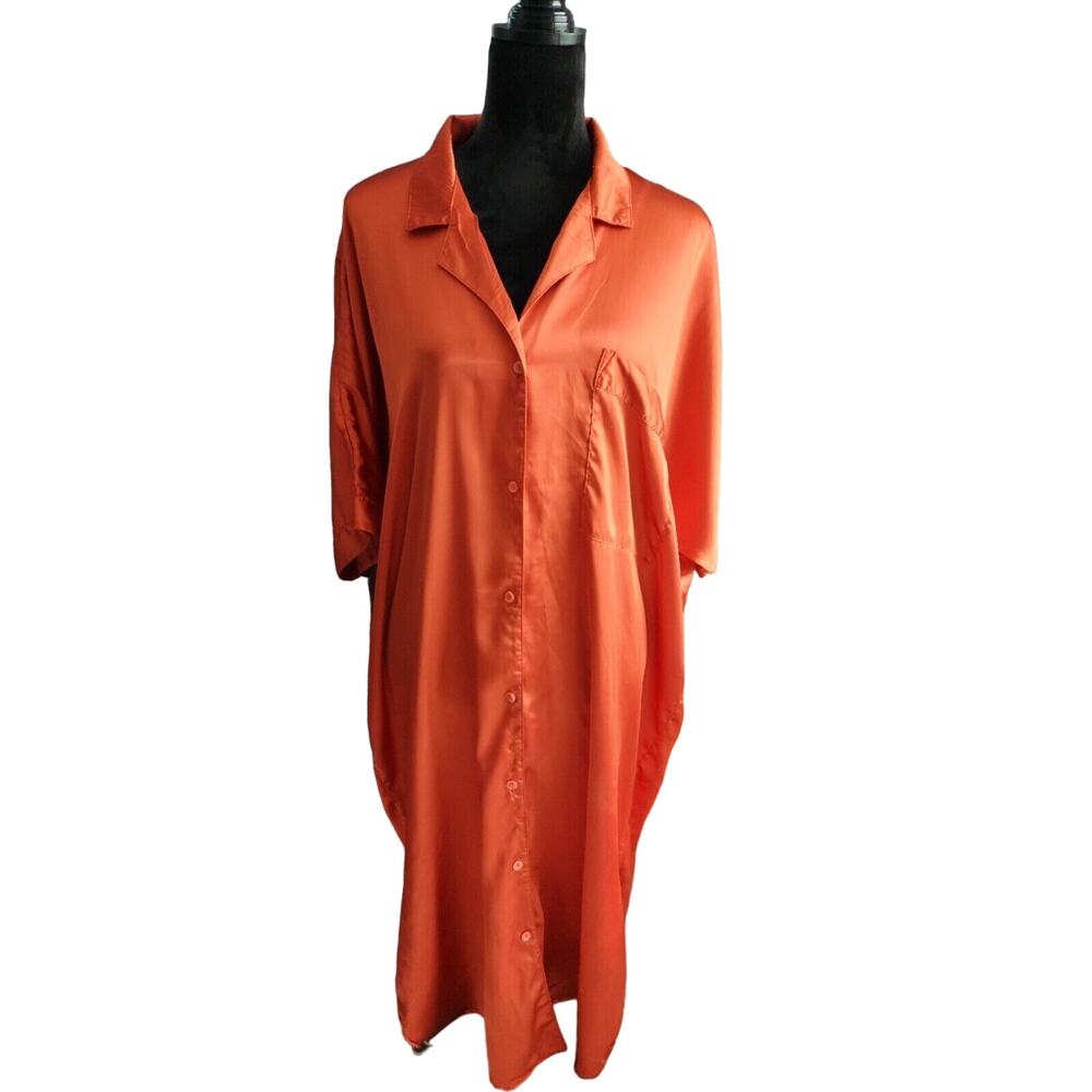Vintage 80's Me 2 By miss E Nightie Silky Satin Négligée Oversized Orange M